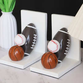 创意树脂篮球书靠书挡橄榄球书立书档棒球书架家居装饰书桌摆件