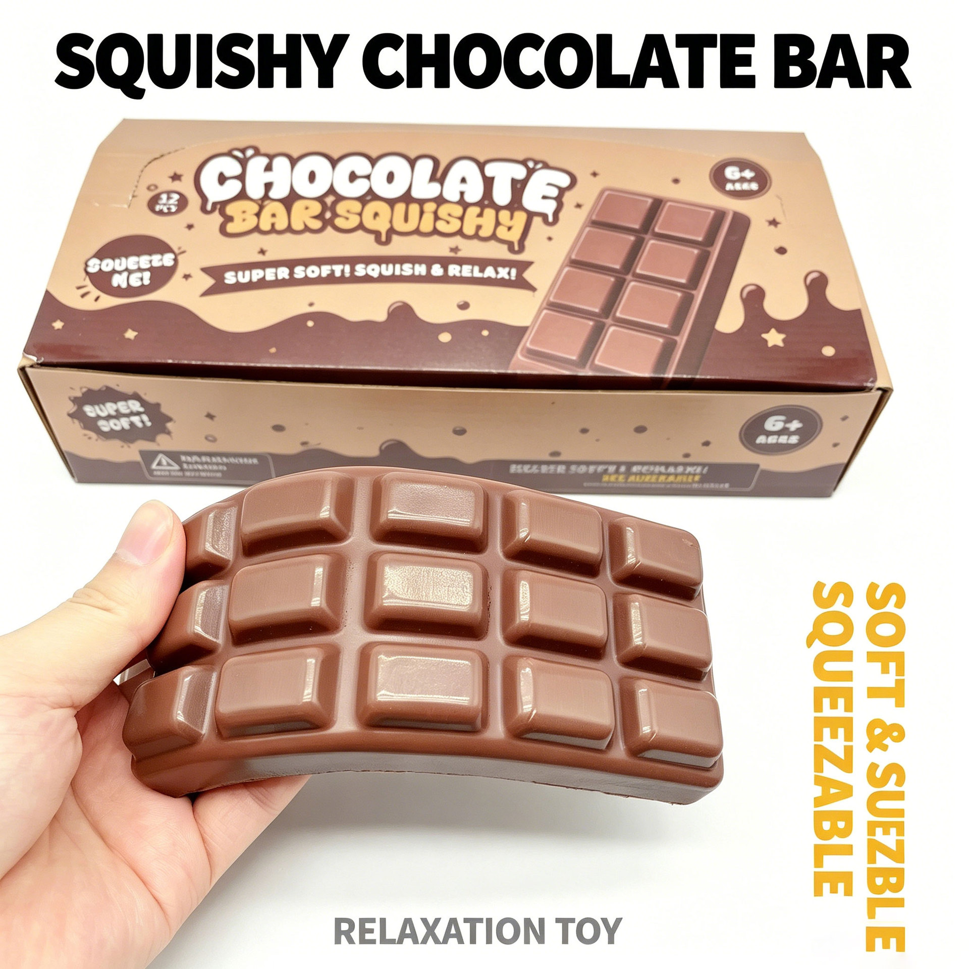Bloqueo de chocolate explosivo transfronterizo rebote lento descompresión ventilación pellizco juguete de música pu material ecológico aroma simulación grande