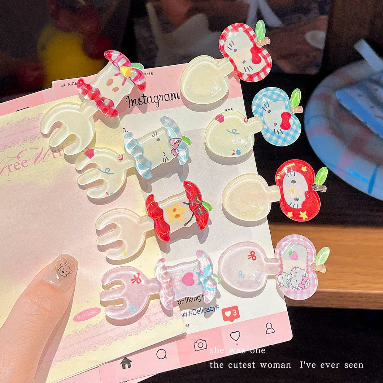 New Cute Jelly Transparent Fork Spoon Hairpin Cartoon Kitten Fun Side Bangs Hairpin Hairpin