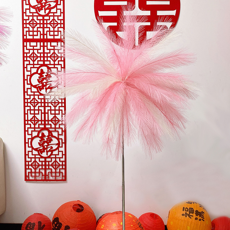 기둥형 라이트 핑크 갈대 불꽃놀이 50개 + 텔레스코픽 기둥 + 조립 액세서리