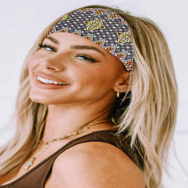 头巾波西米亚风女运动发带瑜伽吸汗头带新款印花头饰现货一件代发