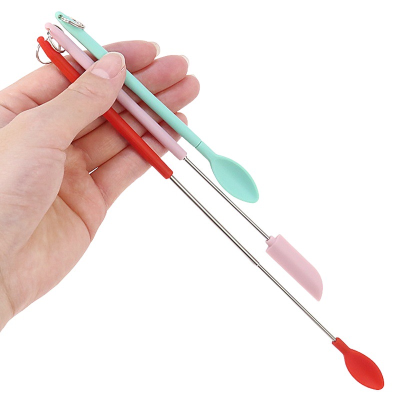 Traje de espátula de silicona retráctil botella cosmética mermelada crema pastel raspador espátula herramienta de hornear traje