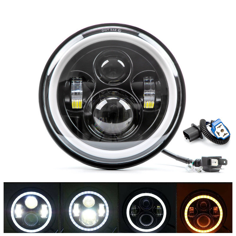 ハーレーラングルヘッドライト 7 インチ 60W4 ビーズエンジェルアイ H4 から H13 アダプター LED ヘッドライト延長アダプターケーブル|undefined