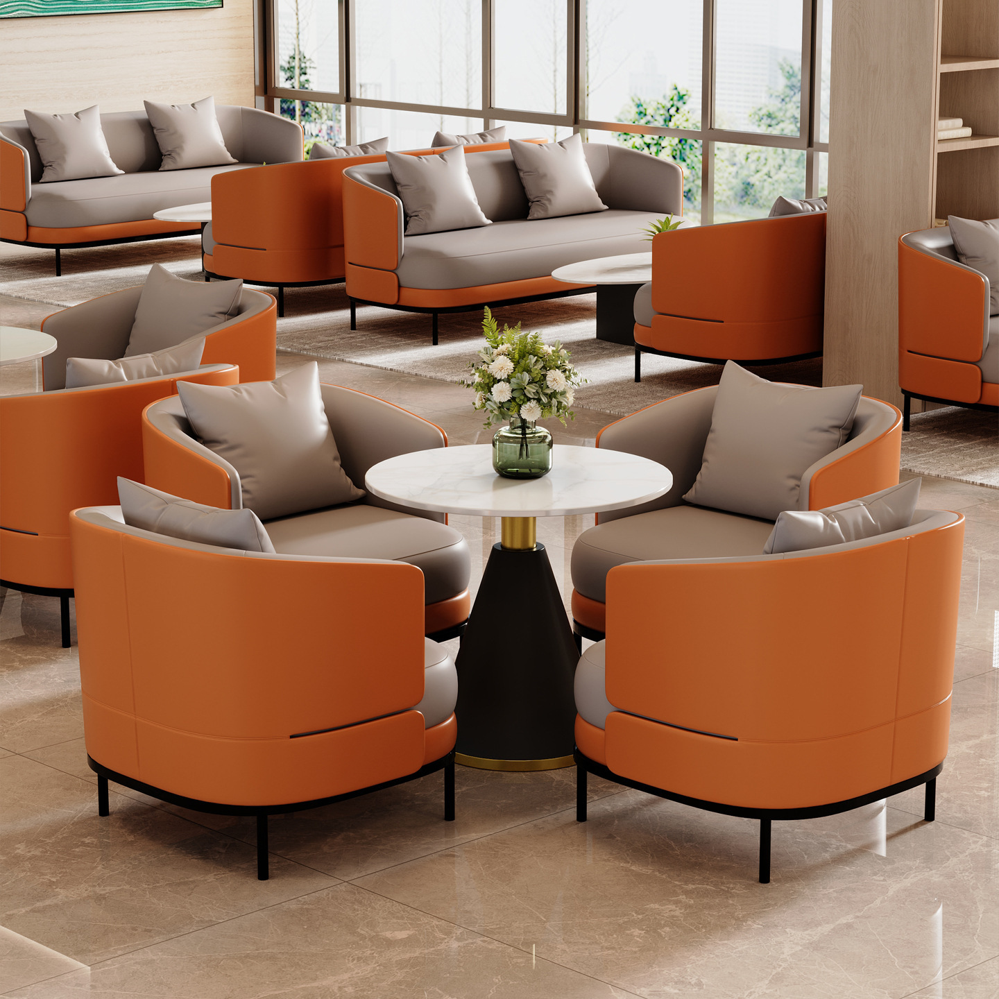 Hotel Leisure Negotiation Table and Chair Combination Sales Office Reception Lounge Reception Sofa Chair Light Luxury Reception Small Sofa