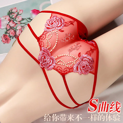 Underwear Women's Lace Large Size New Mesh Transparent Embroidery Hollow Careful Machine Thin Strap Thin Briefs 330