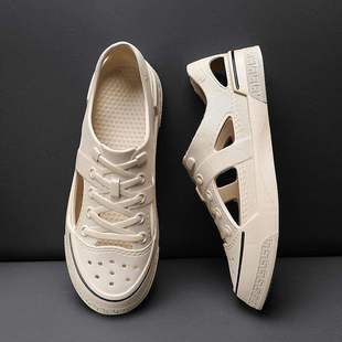 Croc Shoes Men's New Summer Outdoor Deodorant Wear-Resistant Hollow Sandals Men's Soft-Soled Casual Trendy Beach Sandals