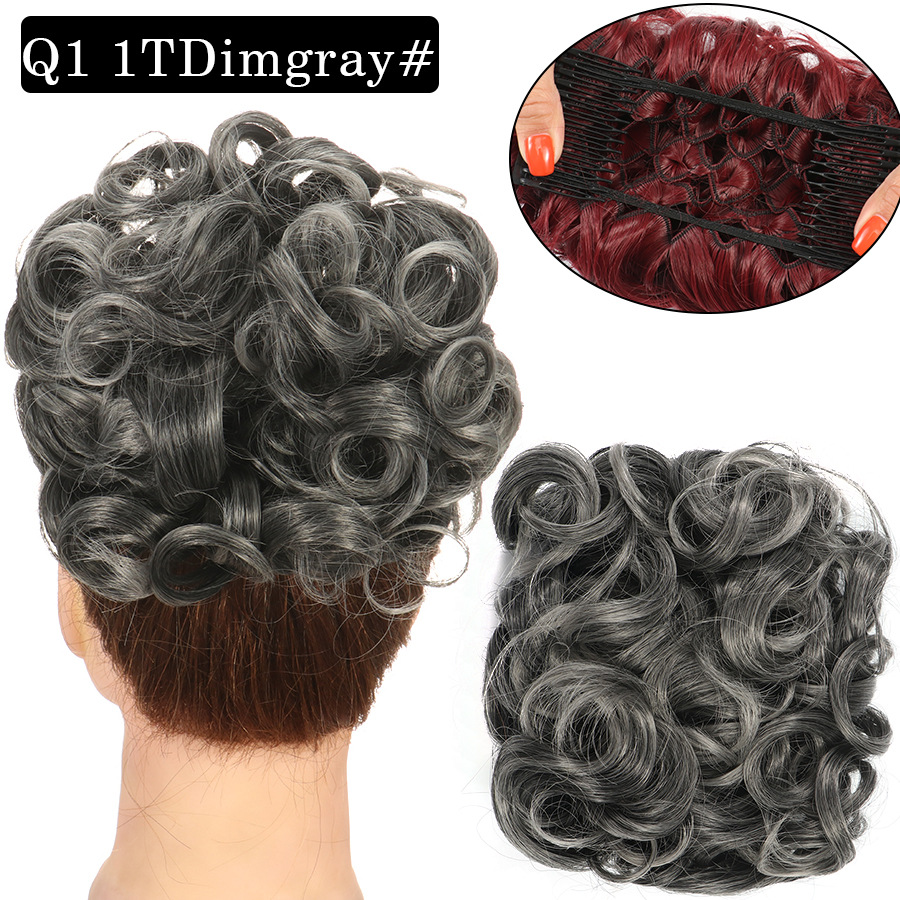 Nueva Peluca de comercio exterior de las mujeres europeas y americanas cabeza de bola de pelo rizado Cola de Caballo pelo Bud peine bolsa de pelo multicolor al por mayor opcional