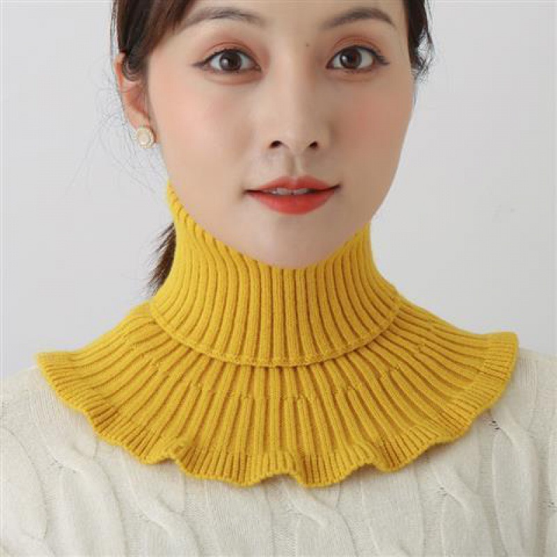 Mujeres cuello falso de cuello alto cuello falso de cuello nuevo otoño invierno a prueba de viento tejido calentado collar coreano