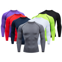 Workout Clothes Men Long Sleeve Running Basketball Sports Training Underwear T-Shirt Tight Fitting Elastic Quick Dry Compression Clothing 