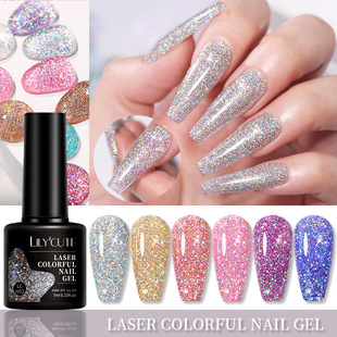 Lily'Cute's New Disco Laser Nail Polish Glue, Reinforced Whitening Nail Glue, Popular Color Flash Glue, Phototherapy Glue
