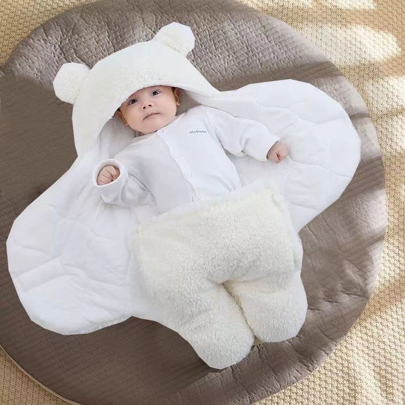 Bebé recién nacido, edredón de otoño e invierno, bolsa de bebé gruesa, edredón de lana de cordero, productos maternos e infantiles de doble uso, saco de dormir a prueba de sobresalto