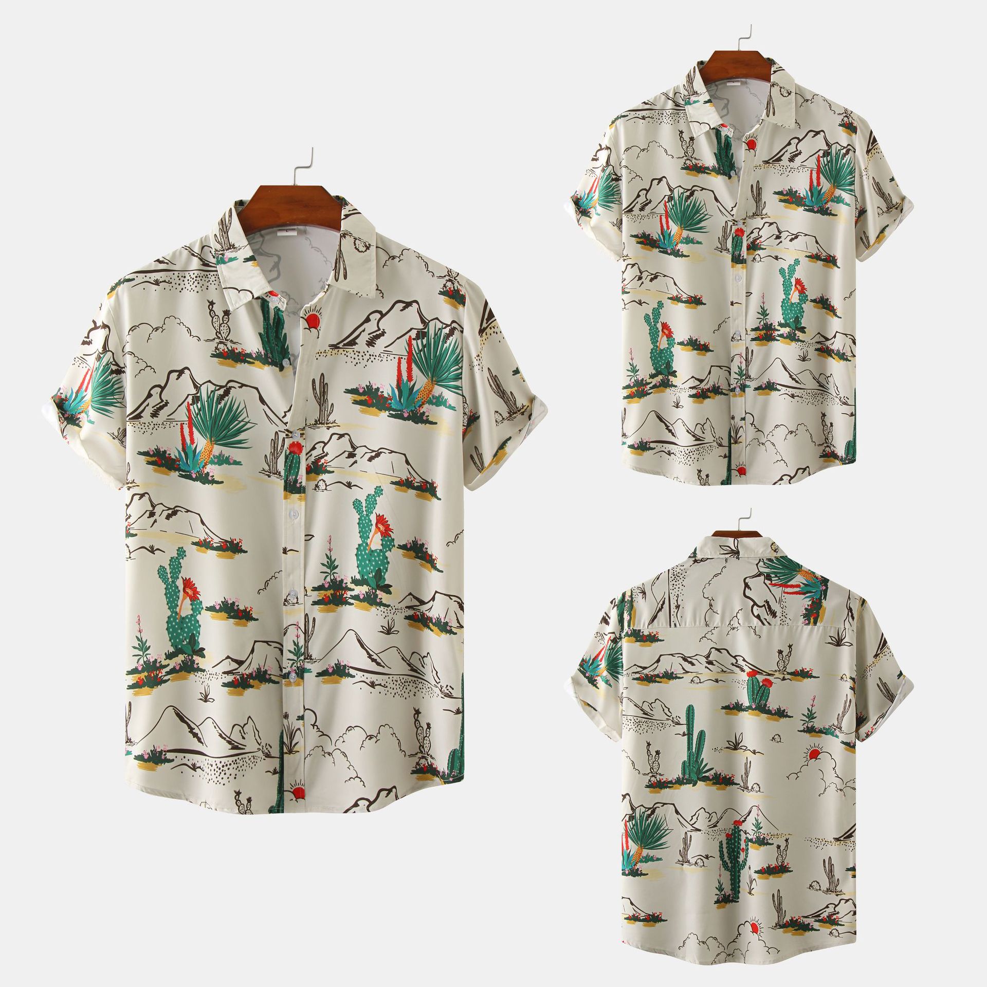 Shopify deseo transfronterizo ropa de hombre 2022 verano playa rayas camisa de los hombres casual Camisa de manga corta top