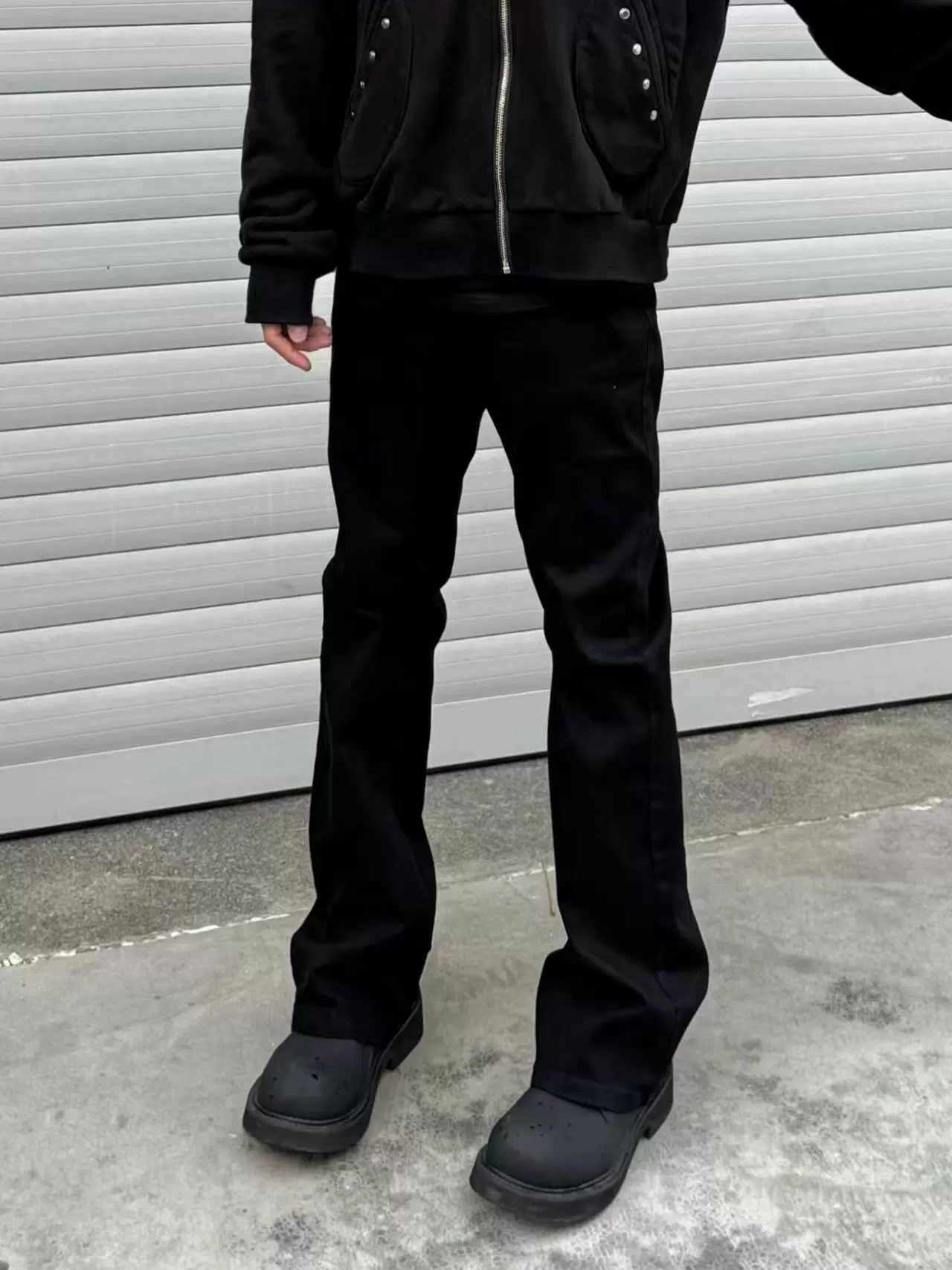 Sss-Carry spring and autumn cleanfit American high street simple and versatile casual straight-leg bootcut jeans black