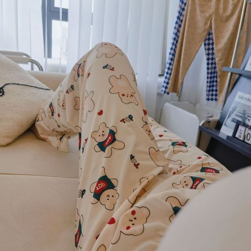 Walking pants cartoon bear pajamas women's loose spring and autumn new home casual summer air-conditioned trousers can be worn outside the pants