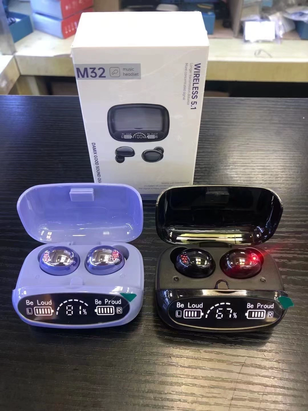 TWS беспроводные наушники M10 M19 M28 F9, True Wireless Stereo, чехол с подсветкой, LED