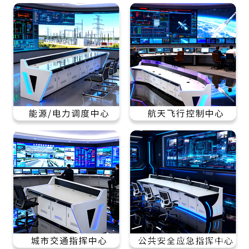 指挥中心控制台监控操作台消防控制台安防监控台实木双联操作台厂