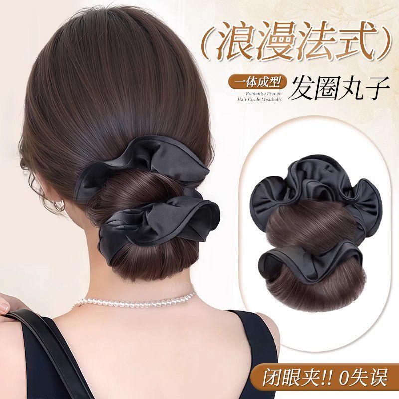 女性用ボールヘッドウィッグ、グラブクリップ、ロータイ雰囲気ヘアバンド、つぼみヘッド、ふわふわ後頭部、ナチュラルウィッグヘアバッグ|undefined