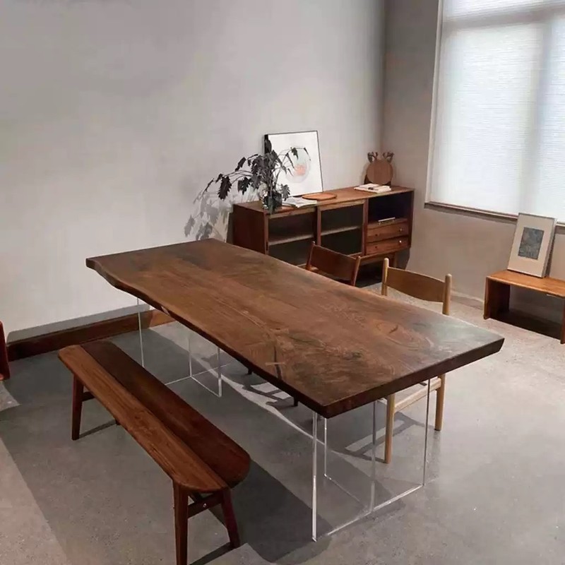 北美黑胡桃大板实木茶桌茶台茶板奥坎原木餐桌巴花办公桌简约书桌|undefined