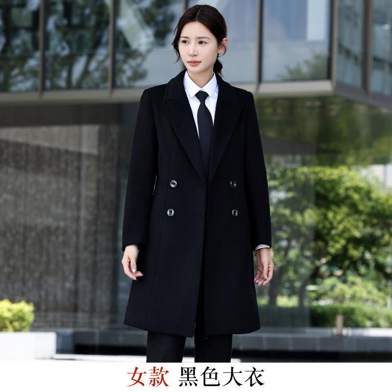 2405 여성용 블랙 더블 브레스티드