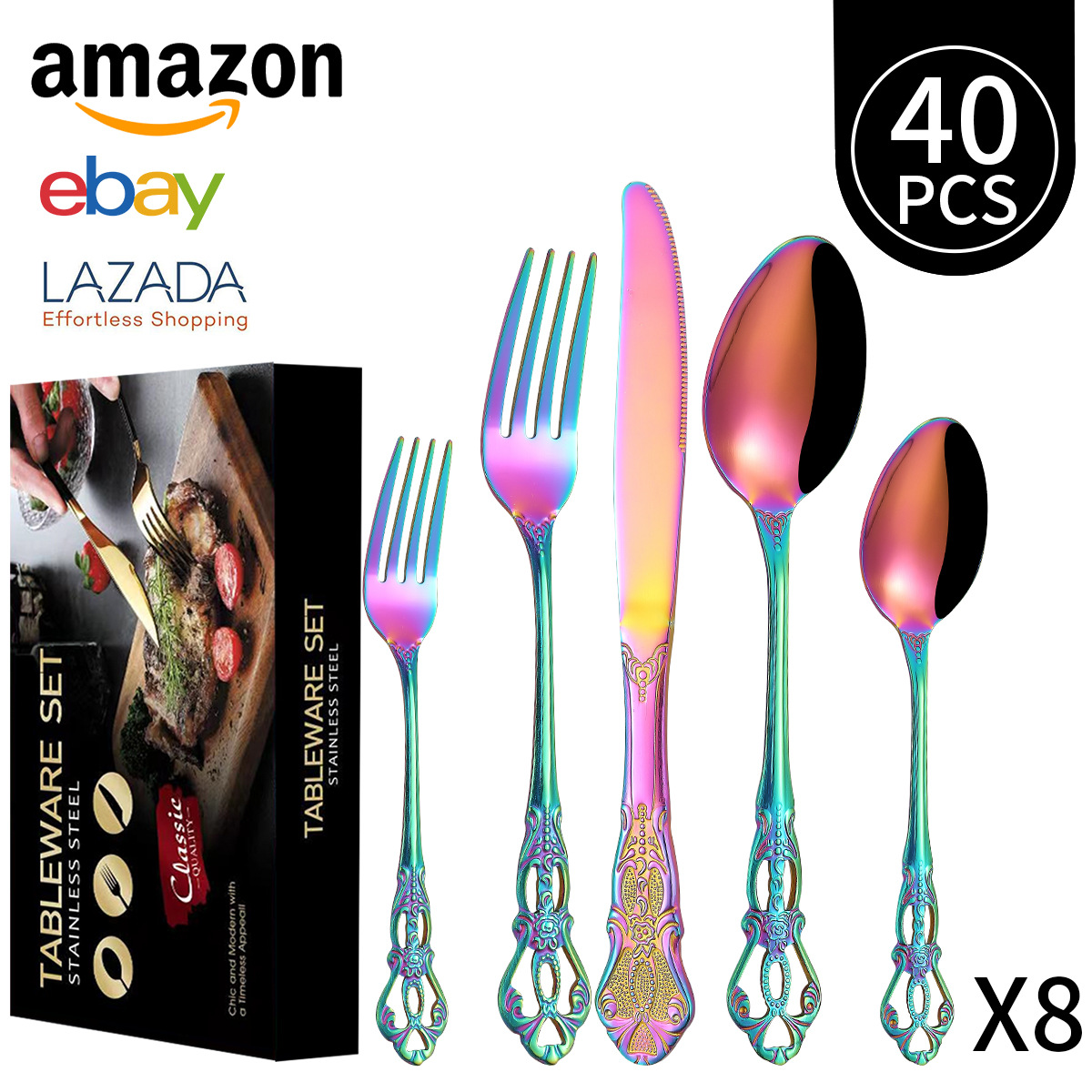 컬러풀한 40개 세트/8인분