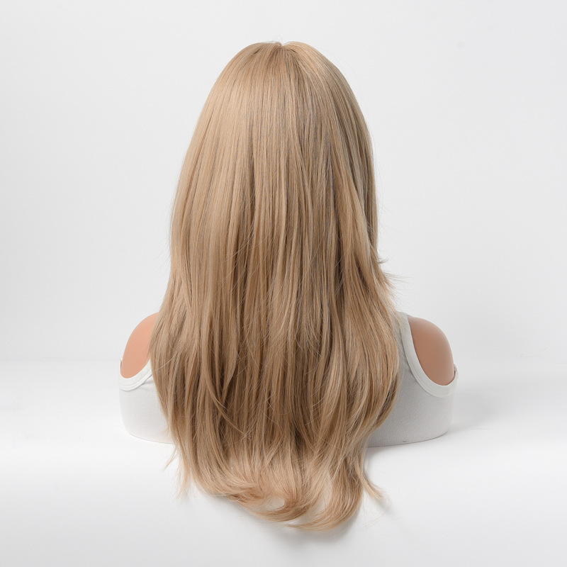Peruca de cabelo sintético médio liso e texturizado para mulher_voghion.com