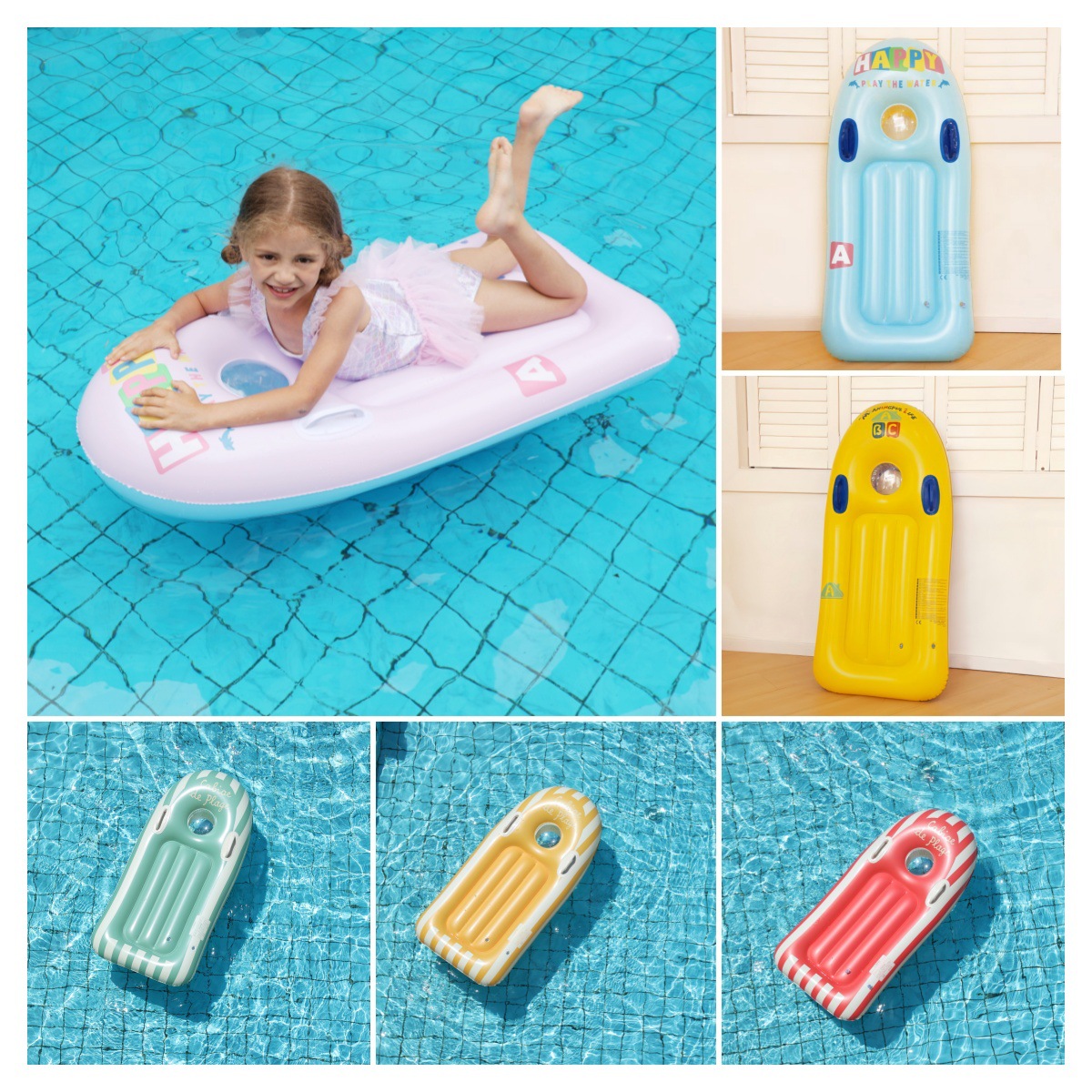 Inflatable Surfboard Children's Floating Row Water Play Water Toy Mount Learning Swimming Leaves Floating Board Manufacturers Sales Floating Bed