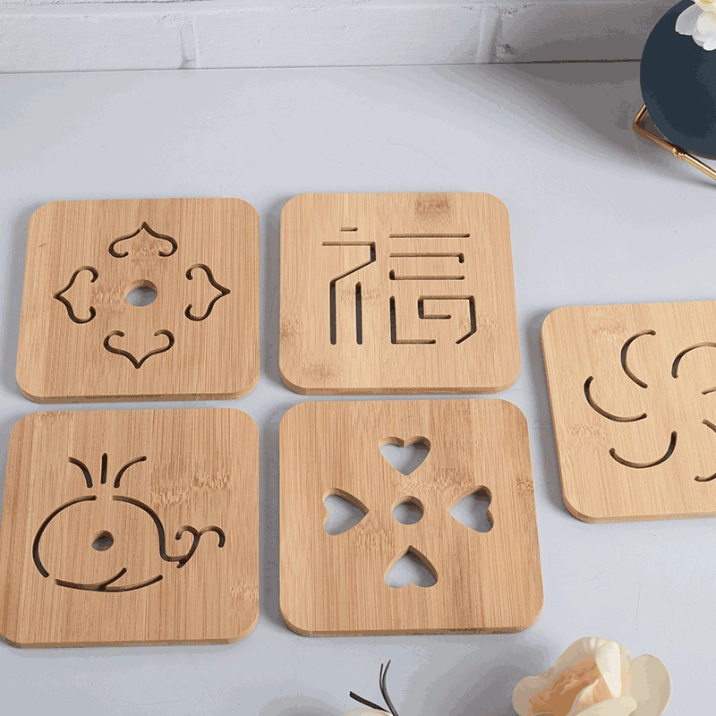 Теплоизоляция Мат Творческий Милый Чайная Чашка Мат Кухня Чаша Мат Бытовая Кастрюля Теплоизоляция Мат Полая Резьба Кружка Деревянный Коврик