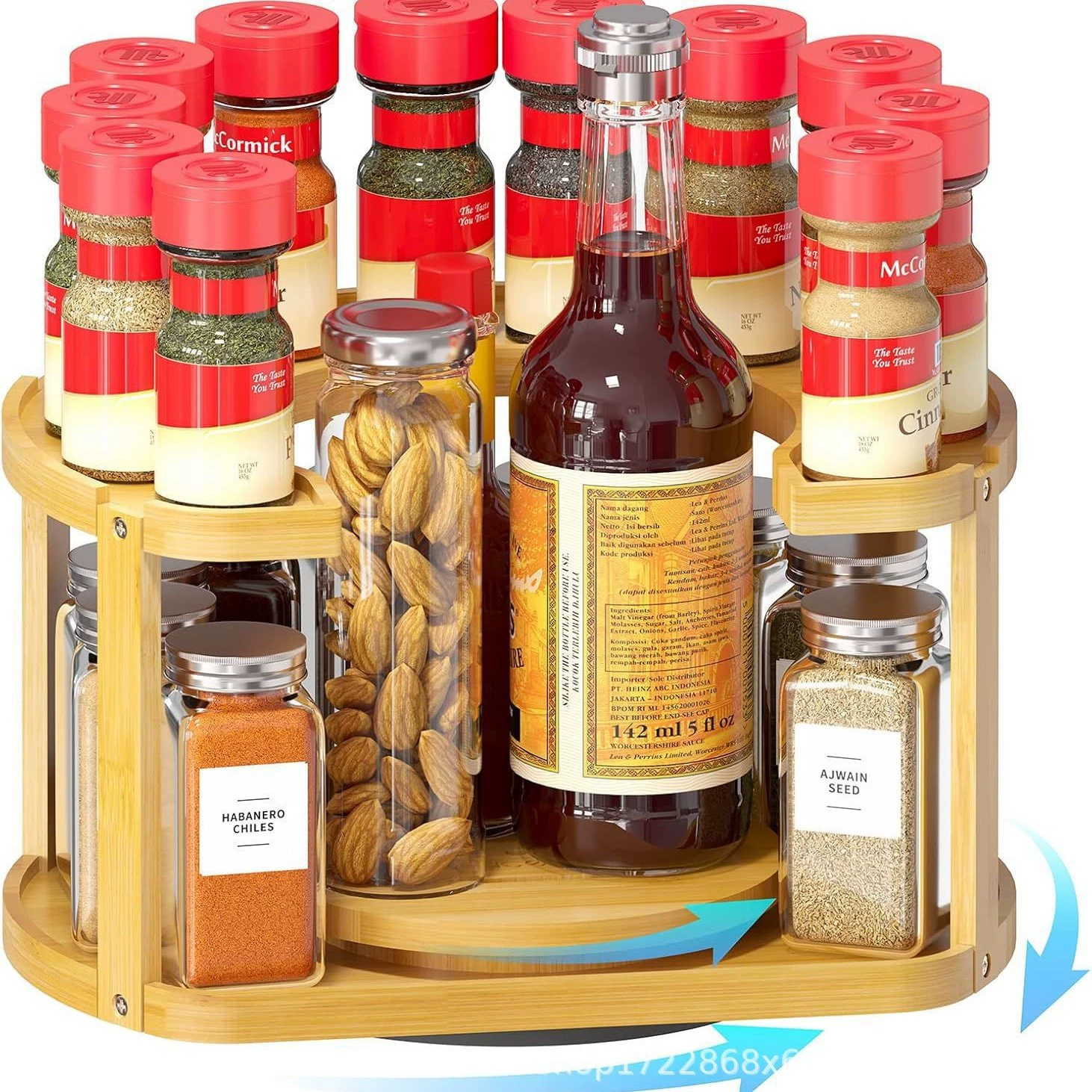 Spice Rack Turntable Storage Rack Rotating Kitchen from Yomiego