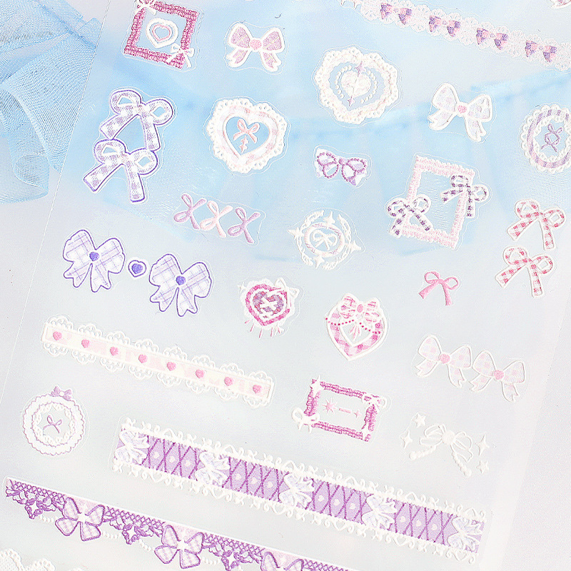 Carta de los amantes Mini pegatinas en relieve de encaje arco pegatinas pequeñas pegatinas de caso de teléfono móvil pegatinas de manicure diy