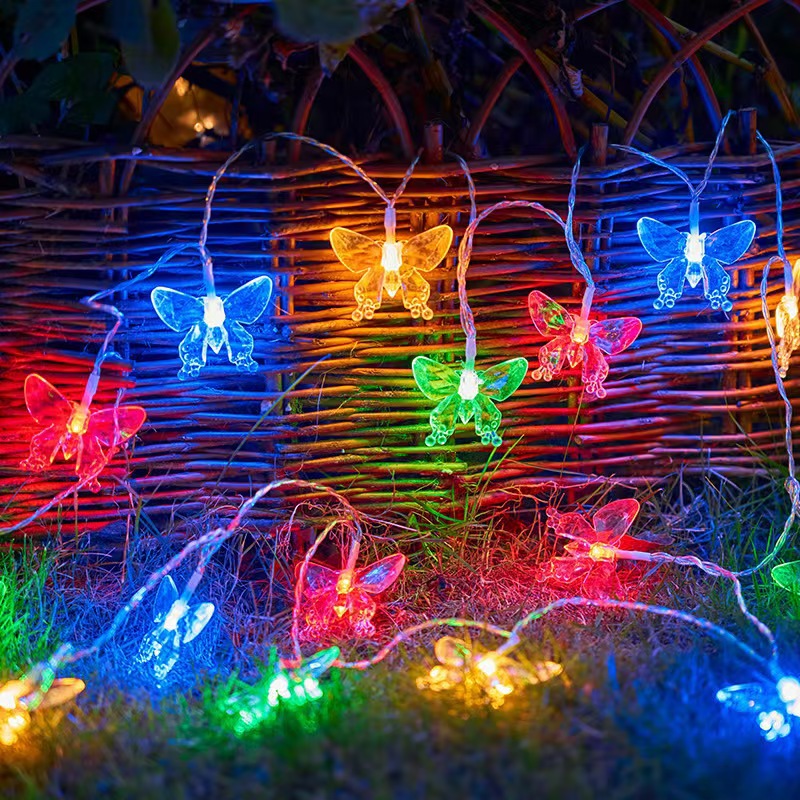 Nuevo LED nueva lámpara de mariposa parpadeo lámpara de cadena de luces de atmósfera decoración lámpara de color colgante lámpara galvanizada iluminación de cadena de boda