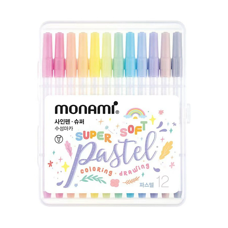 Корейская ручка Monami Mu Nami, водная гелевая ручка, для студентов, набор 12 цветов, модель 04045