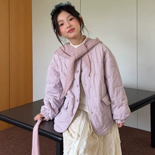 女童韩系休闲百搭棉服外套2026秋冬新款大童时髦洋气轻薄型棉服潮