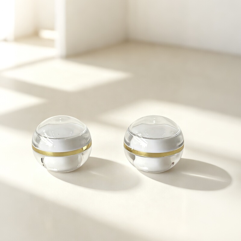 5g15g20g30g gold-rimmed transparent spherical wholesale custom empty bottles for essence lotion, moisturizing cream, and cosmetic packaging materials