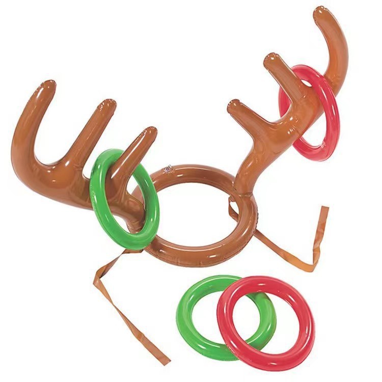 Cuernos de ciervo inflables transfronterizos en stock, aros con cabeza de ciervo, accesorios para juegos de lanzamiento, juguetes navideños, productos transfronterizos de Navidad.