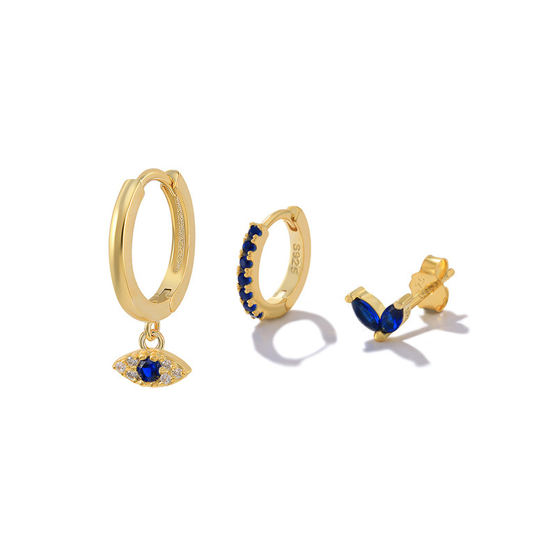 4g Weight Zircon Inlay Material Earrings Classification 3 Pieces Set Quantity Daily Occasion 925 Sterling Silver Material Geometric Pattern Women's Gender Plating, Inlay Design Simple Style Style 3 Pieces Set 925 Sterling Silver Zircon Geometric Earrings 106