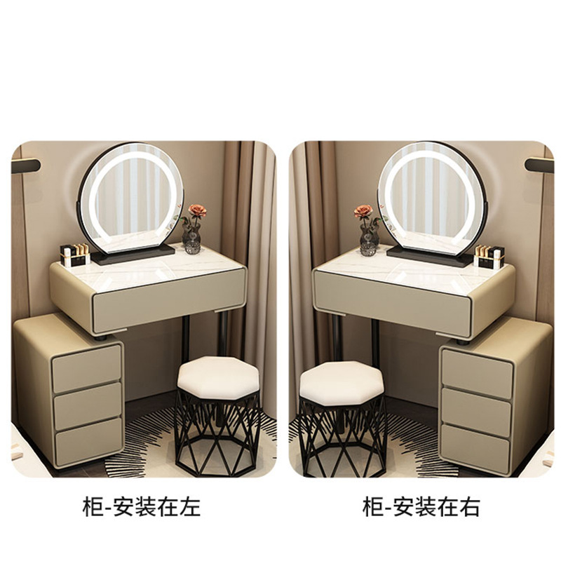 Tocador para el hogar Mesa de pizarra de roca simple con cajones Mesa de tocador de gran capacidad Mueble de almacenamiento junto a la cama Mesa de maquillaje integrada