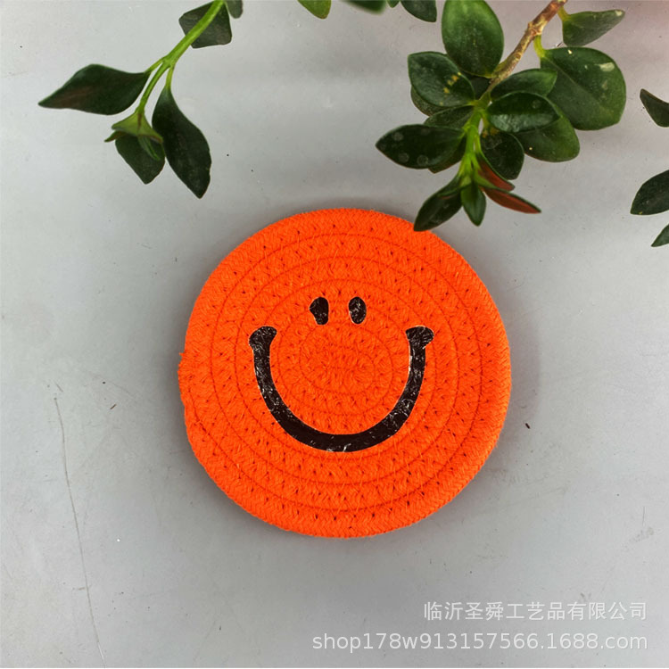 Ins expresión facial placemat hilo de algodón Smiley cara Coaster Bowl Mat estilo japonés casa Coaster aislamiento pad decoración foto apoyos