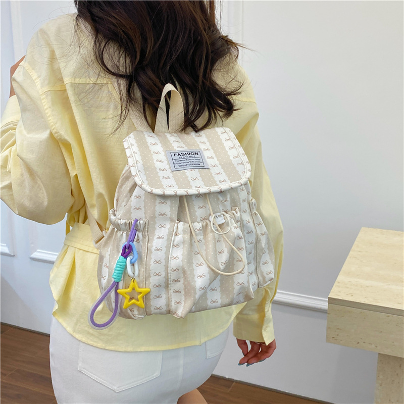 Suave sistema de diseño de rayas de color fresco mochila de la fiesta de las niñas estudiantes de viaje diario de compras mochila de primavera