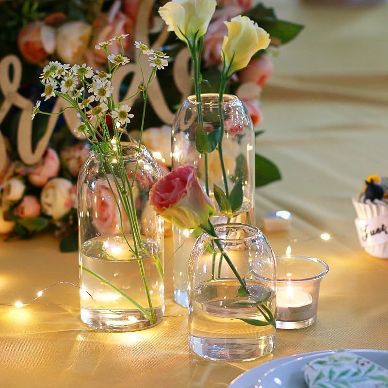 アマゾン高硼珪酸ガラス製小口花瓶 結婚式装飾花瓶セット インス風高級感ある装飾品|undefined