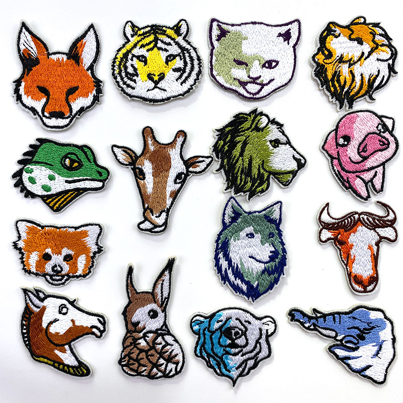 可爱动物刺绣贴卡通狮子老虎自粘胶布贴手机壳ipad装饰贴书包贴纸