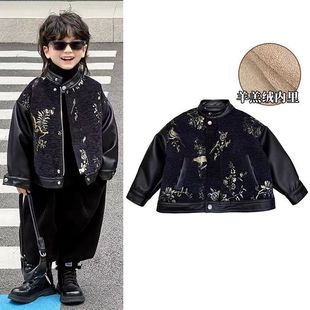 Boys' Autumn and Winter New Chinese Coat 2024 New Children's Sequin Tang Suit Men's Treasure Full fleece-lined Warm New Year Clothes