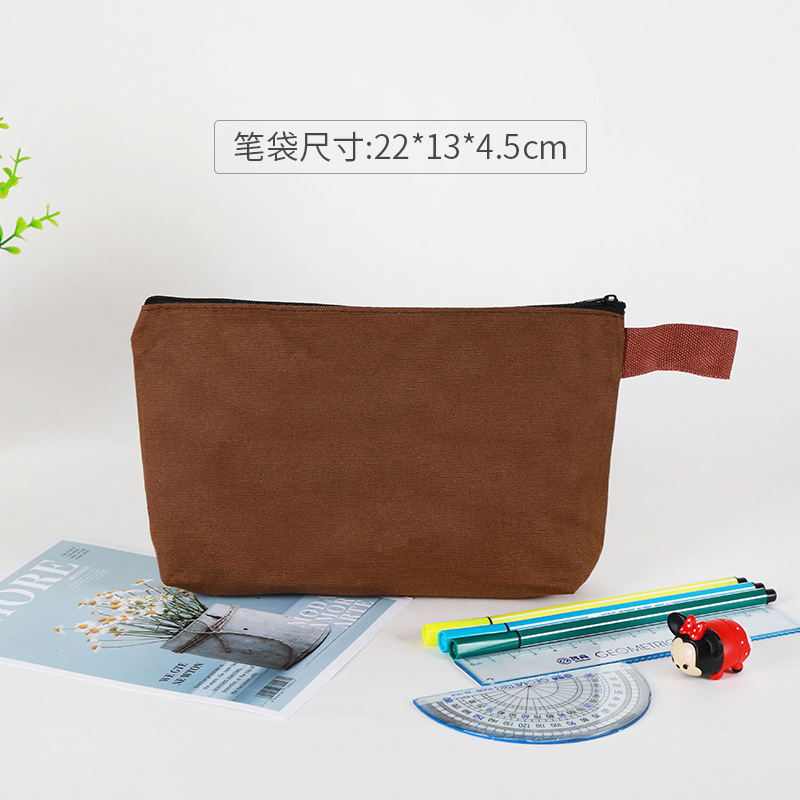 キャンバスペンバッグカスタムロゴ女性クロスボーダーアマゾンジッパー旅行化粧品バッグ肥厚文具収納袋卸売|undefined
