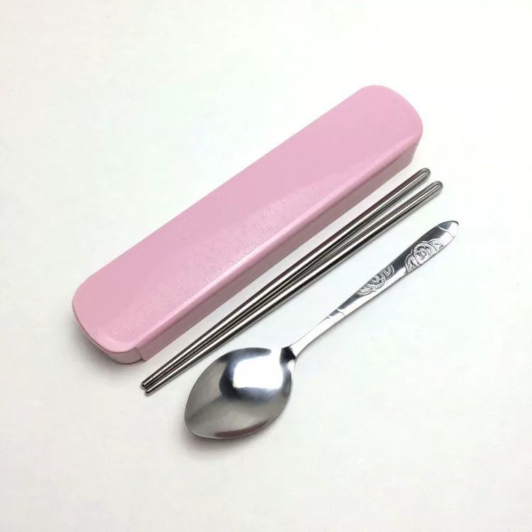 Portable 304 Stainless Steel Tableware Set, Spoon Chopsticks Fork, 3‑Piece with Storage Case