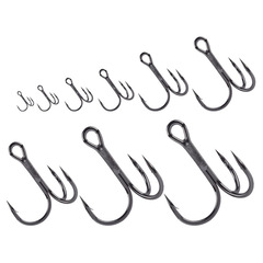 Wheeler Black Nickel Triple Anchor Hook with Barbed Triple Hook Lure Fishing Hook High Carbon Steel Fishing Hook Factory Wholesale
