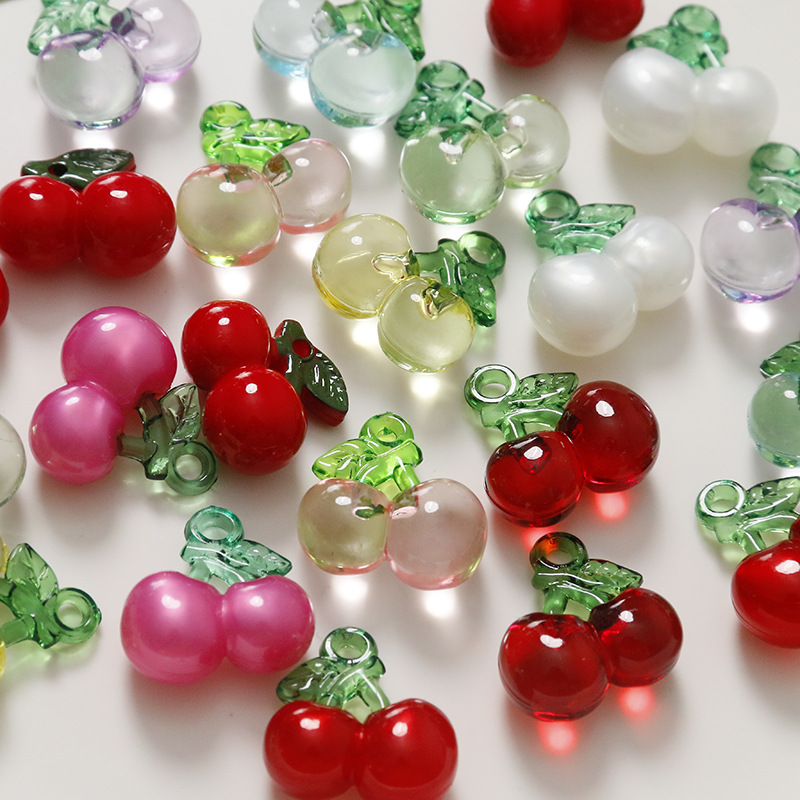 2g Weight Pendant Jewelry Making Type 20*20mm Jewelry Making Size DIY Jewelry Accessories Classification 1 Piece Quantity Acrylic Material Cherry Pattern Cute Style 1 Piece 20*20mm Arylic Cherry Pendant 2