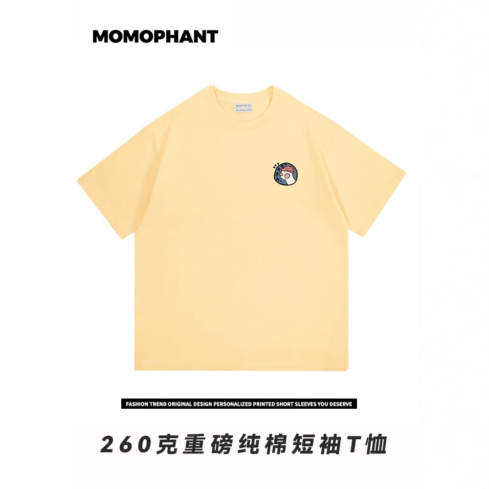 25年新款鸭子印花短袖夏季情侣款纯棉t恤高级感重磅纯棉短袖批发