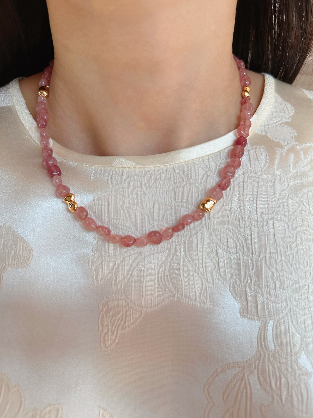 Brass Chain Material Casual Simple Style Geometric Natural Stone Brass Necklace In Bulk