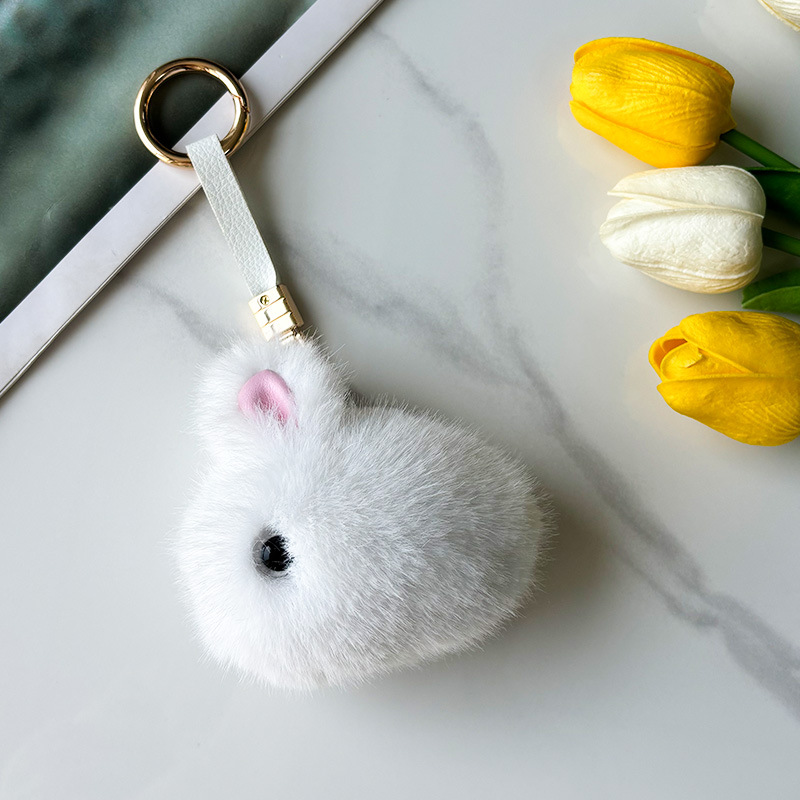 Imitación visón pelo conejito llavero colgante mini versión bolso colgante de felpa colgante suministro de fabricantes de accesorios para automóviles