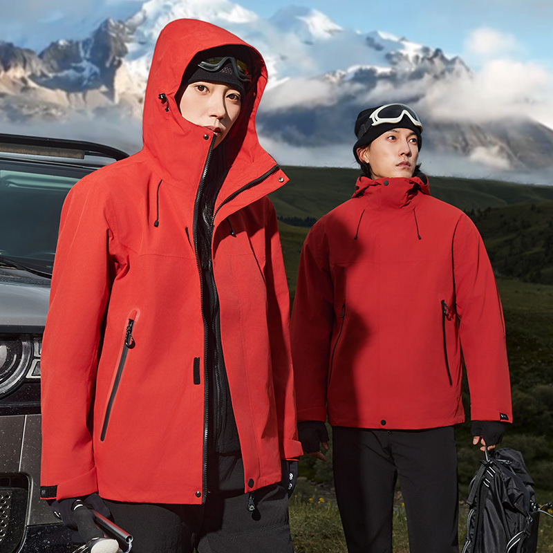定制压胶冲锋衣男女三合一登山服加绒防风防水夹克保暖冬季工作服|undefined