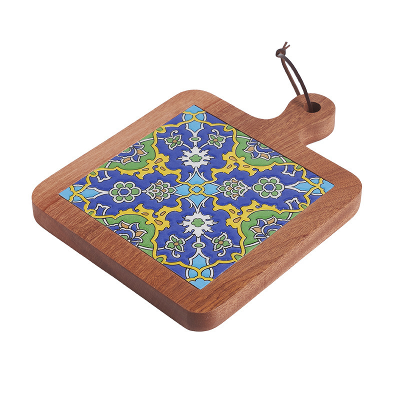 Madera maciza vintage azulejo mantel estera de aislamiento estera de mesa creativa anti-escaldado cazuela estera olla grande japonés nuevo